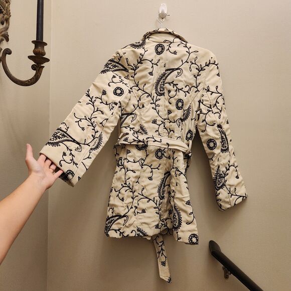 VTG 3 Sisters Women's M Embroidered Floral Paisley Tapestry Jacket Pea Coat - Picture 6 of 10